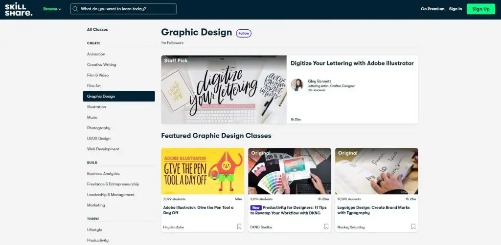 Skillshare graphic design courses list